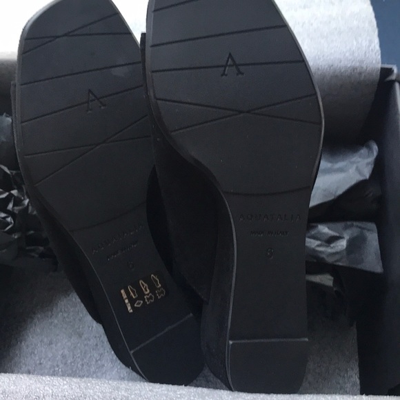 NIB Aquatalia Kayla Weatherproof Suede Sandal Black 6 Pristine Condition - Picture 10 of 12